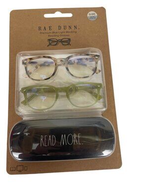 Rae Dunn Premium Blue Light Blocking Glasses 2 Pairs With Protective Hard Case